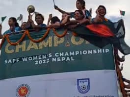 Bangladesh women's football team return home